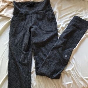 RARE HERRINGBONE LEGGINGS WITH POCKETS AND TIE